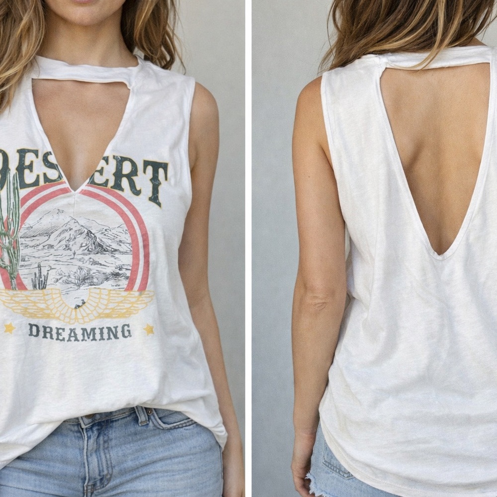 Express White Desert Dreaming Muscle Tee